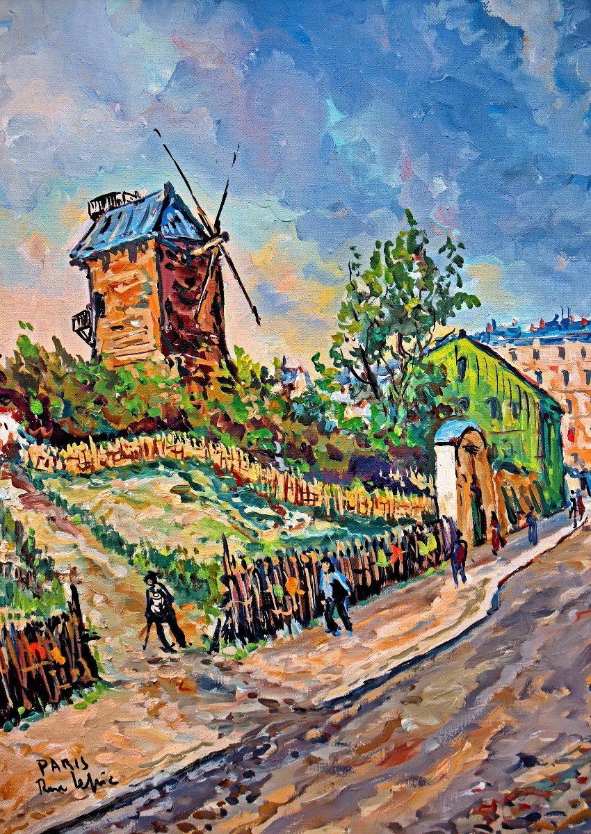 Robert Lavoine (1916-1999) Painting Of Montmartre-photo-7