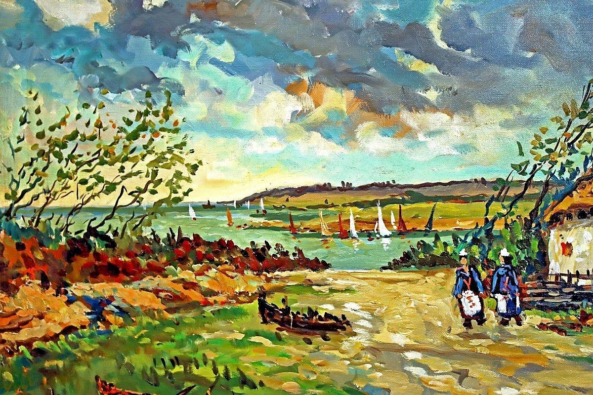 Robert Lavoine (1916-1999) Painting -brittany Pont Aven--photo-2