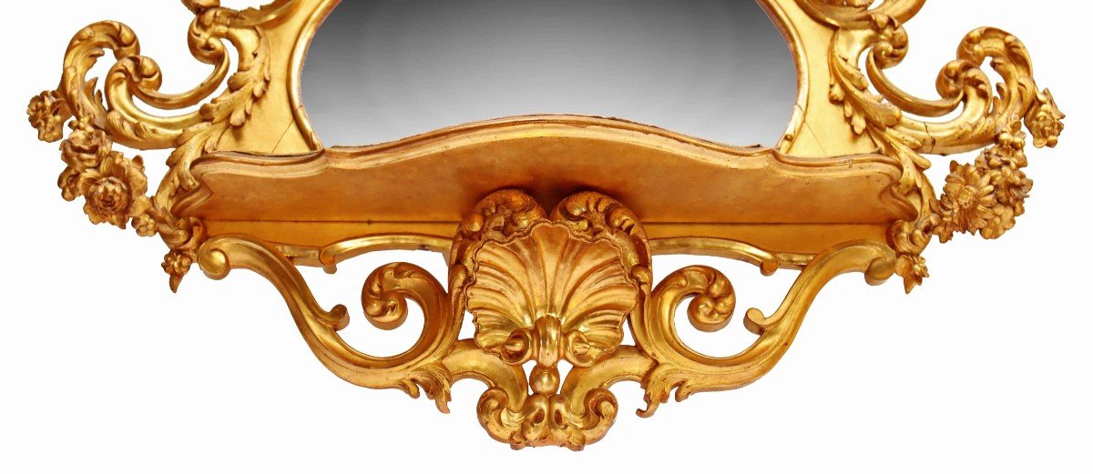 Large Baroque Mirror In Golden Wood With Cherubs-photo-7