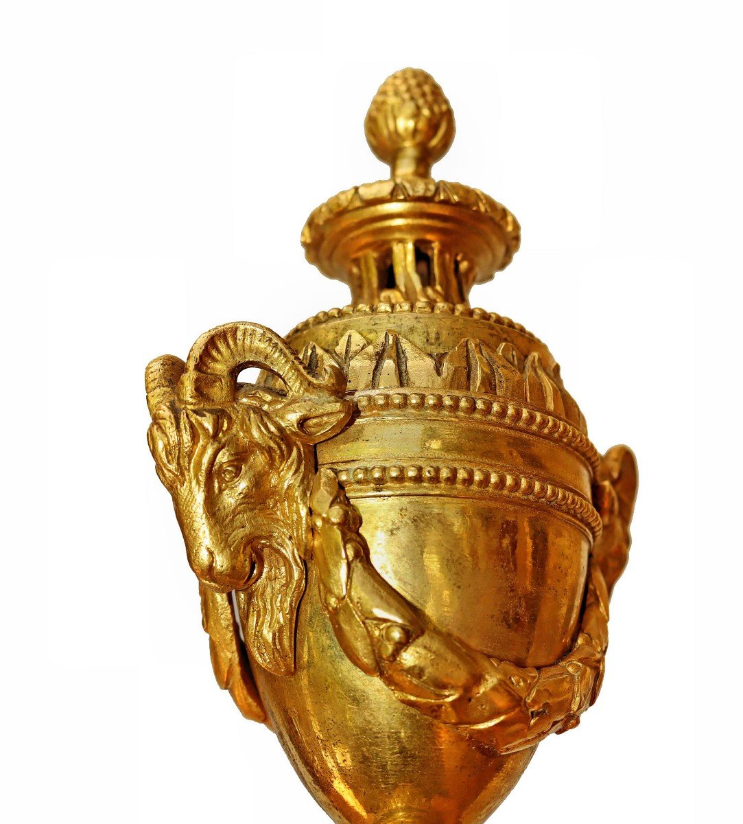 Paire De Cassolettes & Flambeaux Bronze Doré Fin XVIIIe - Début XIXe-photo-6