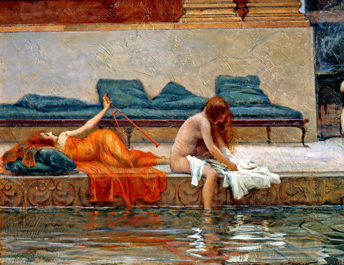 Emilio VASARRI (1862-1928) Rome Femmes au Bain -photo-1