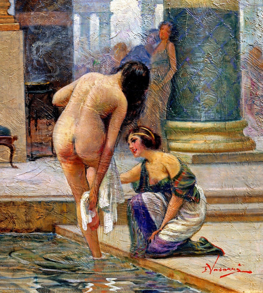 Emilio VASARRI (1862-1928) Rome Femmes au Bain -photo-6