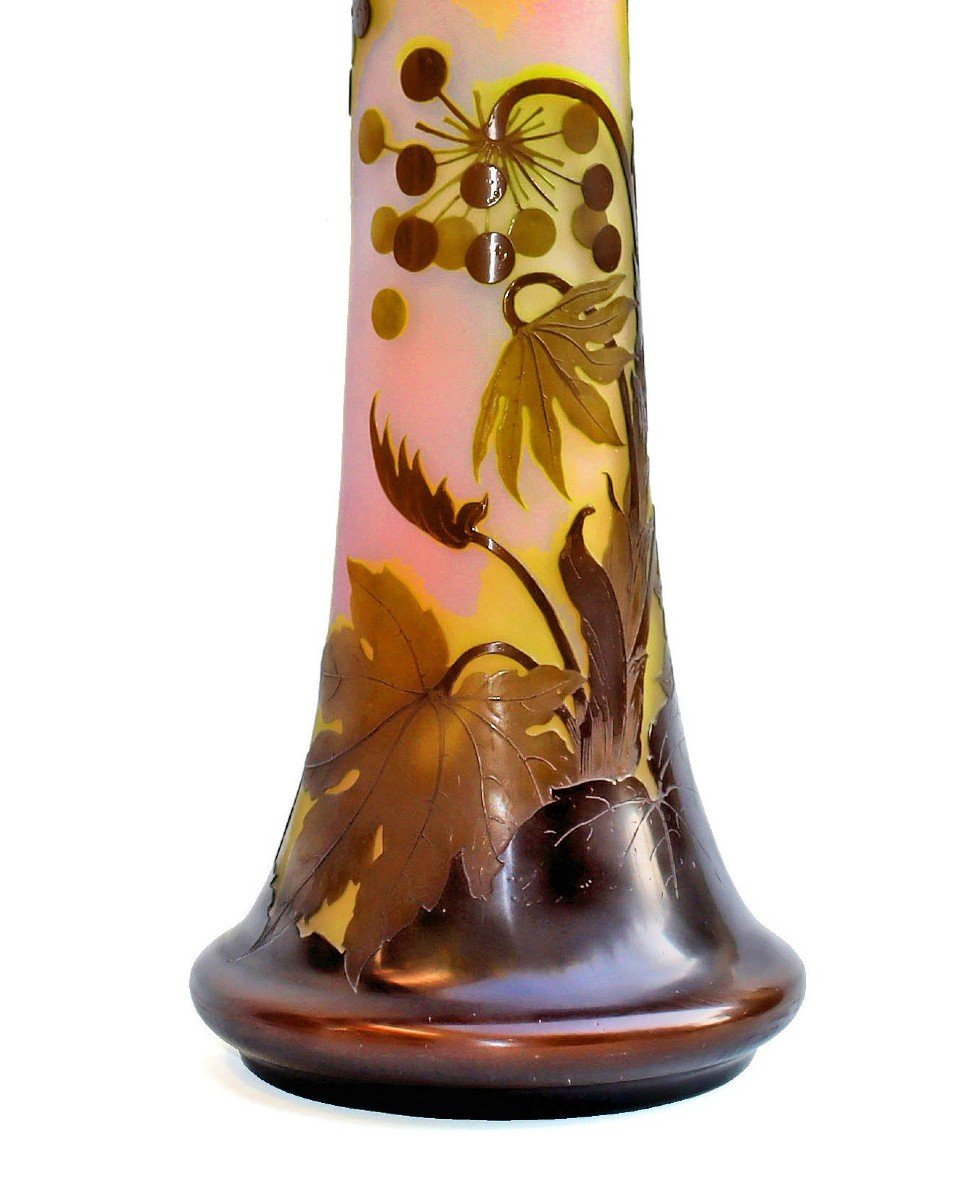 émile Gallé (1846 - 1904) Large Ombelles Vase 55 Cm-photo-3