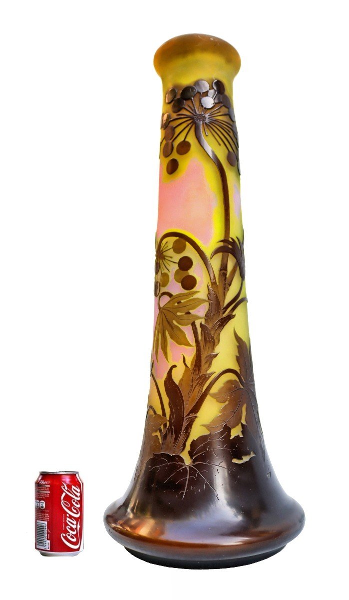 émile Gallé (1846 - 1904) Large Ombelles Vase 55 Cm-photo-8