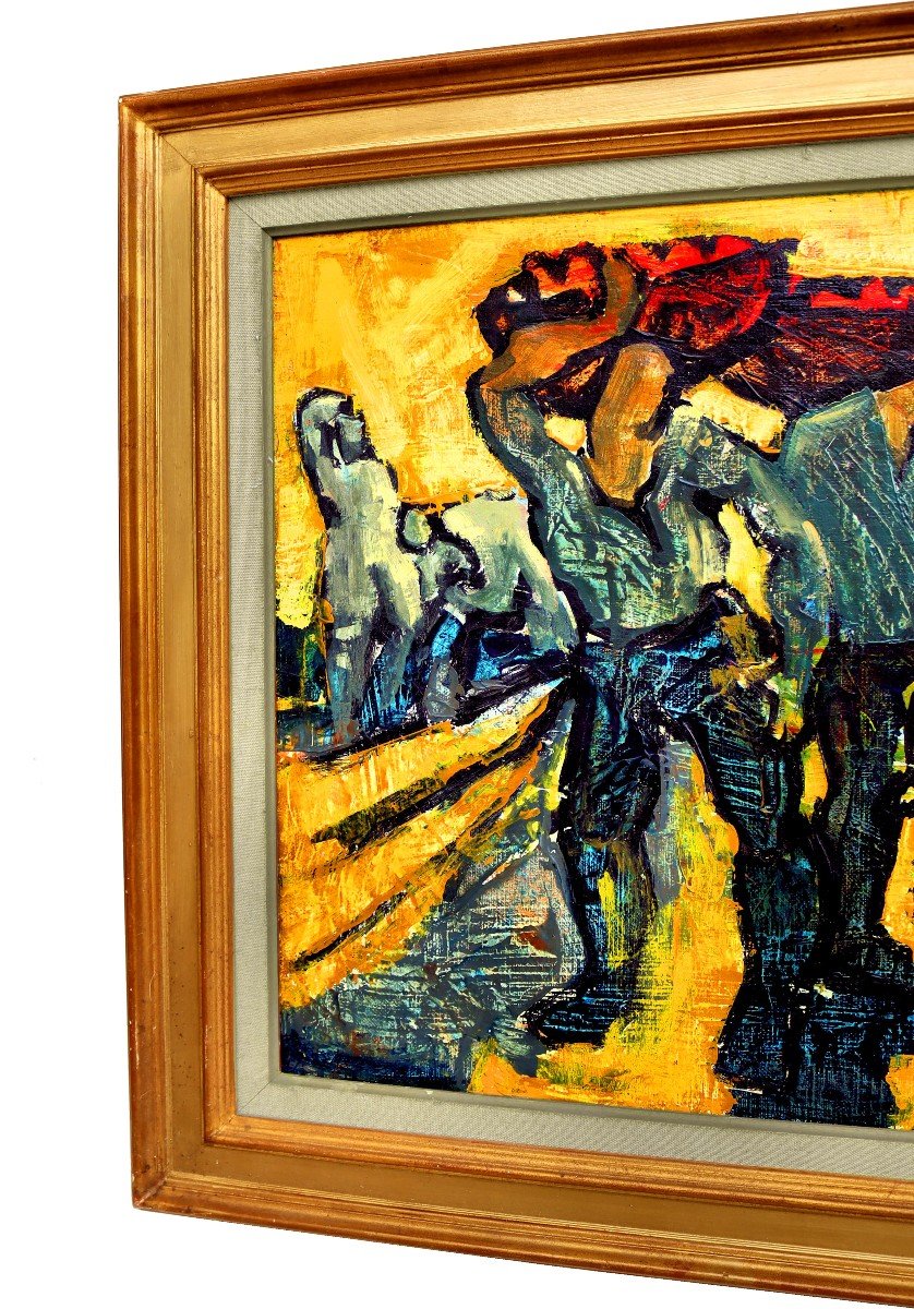 Jef Friboulet (1919-2003) Fishermen At The Quay-photo-2