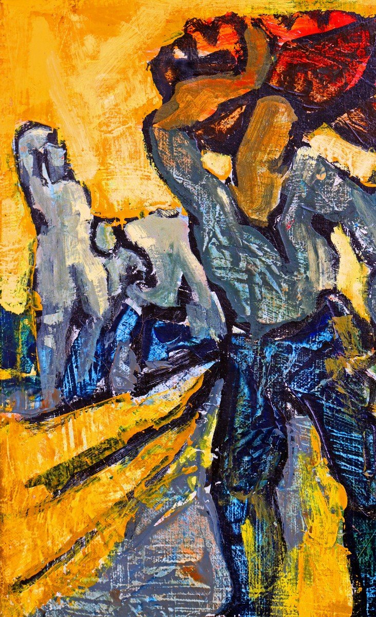 Jef Friboulet (1919-2003) Fishermen At The Quay-photo-3