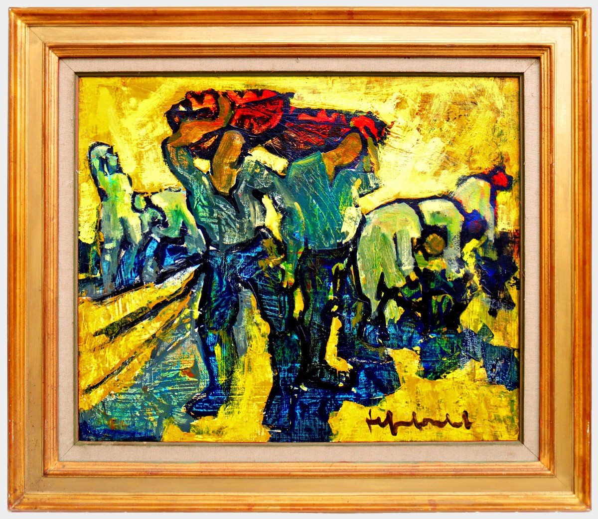 Jef Friboulet (1919-2003) Fishermen At The Quay
