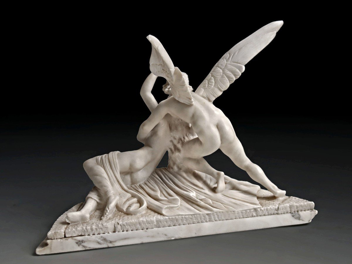 Sculpture Marbre "Le Baiser de Psychée" d'après Antonio CANOVA (1757-1822)-photo-2