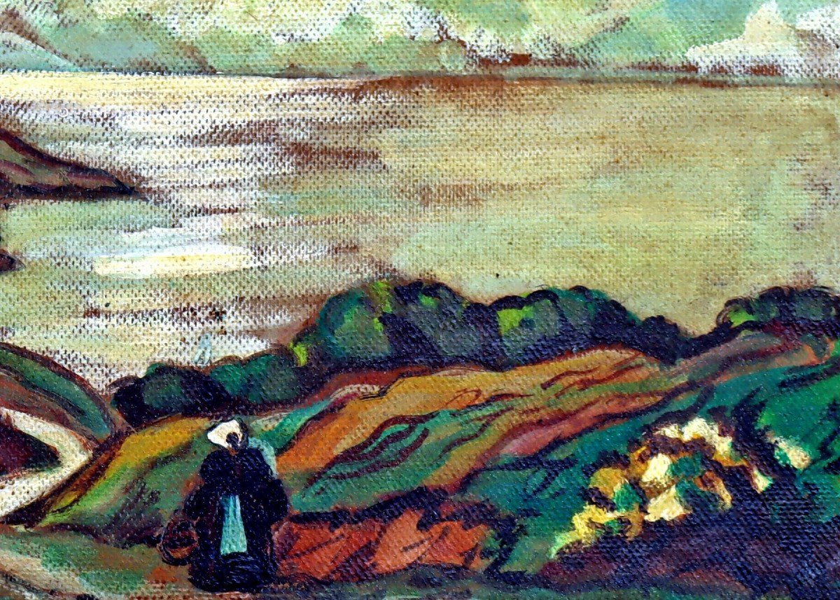 Breton School Pair Of Paintings: Nabis Landscape / Pardon At Sainte Anne d'Auray-photo-4