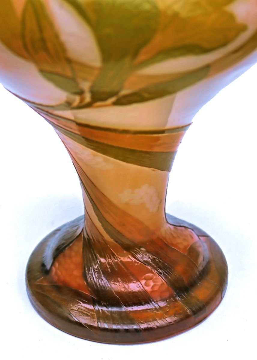 Daum Art Nouveau Vase 1900 Wheel Engraved, Hammered And Fire Polished-photo-7
