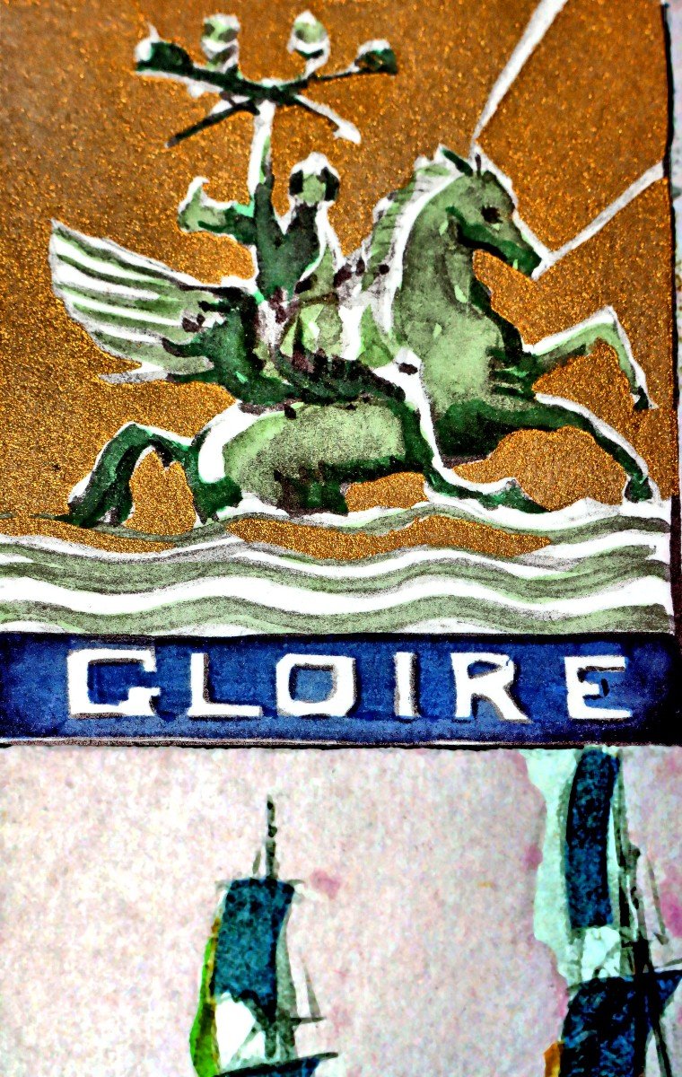 Marin Marie (1901-1897) Stencil Gouache "portrait Of Boats"-photo-3