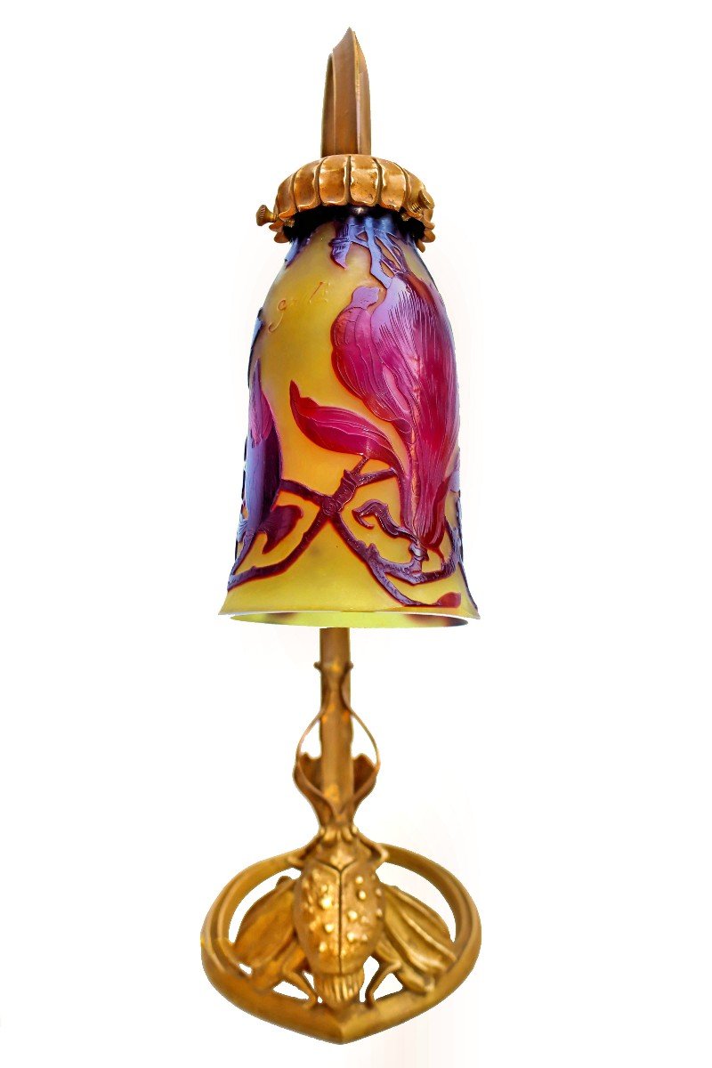 Emile Gallé (1846-1904) Lampe Magnolias-photo-4