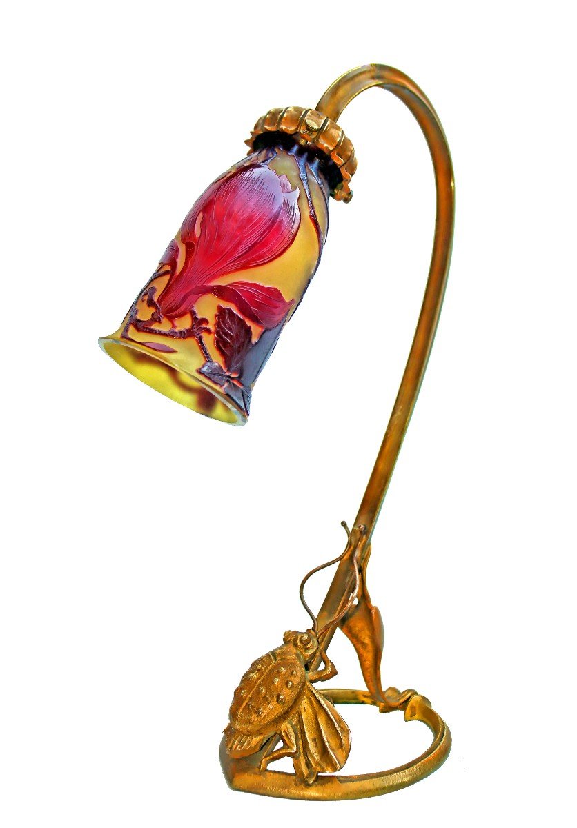 Emile Gallé (1846-1904) Lampe Magnolias-photo-4