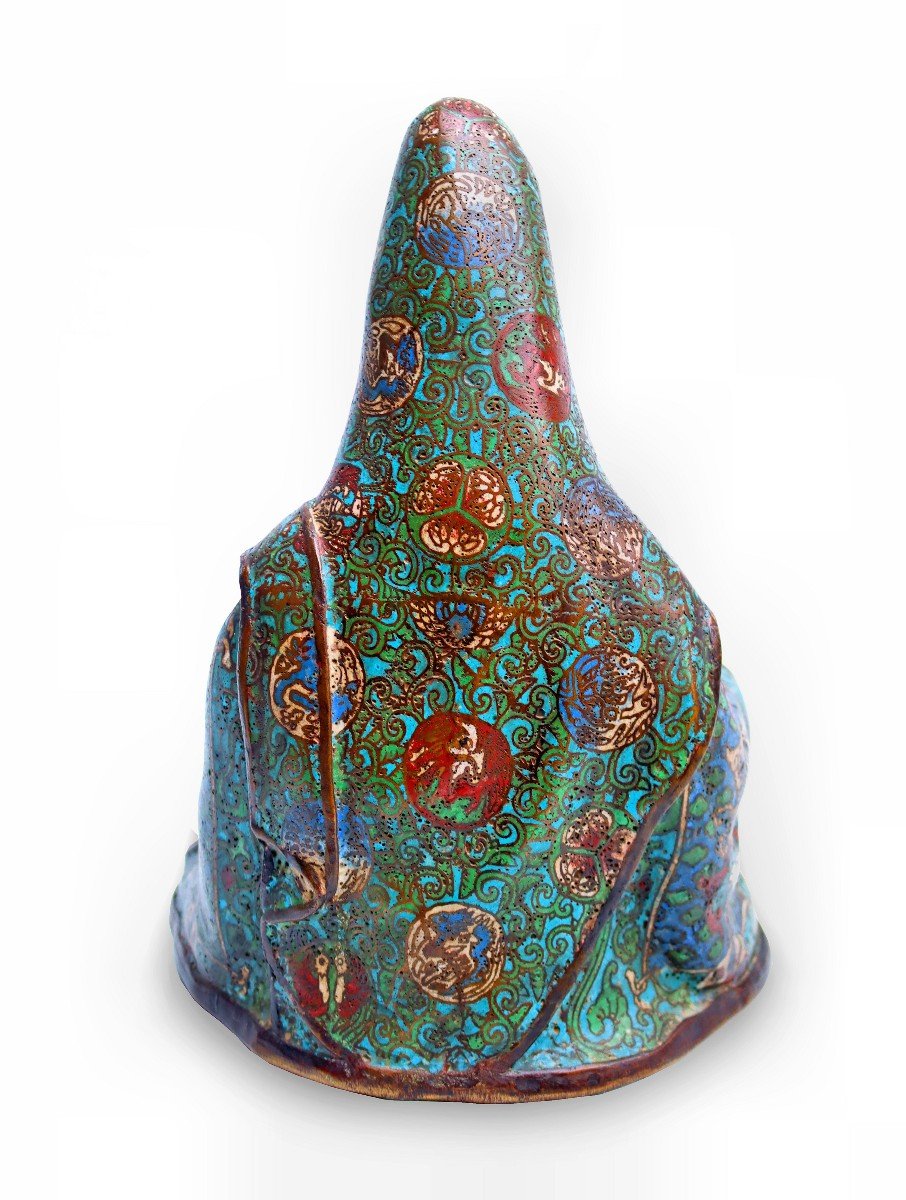 Large Cloisonne Bronze Buddha-photo-4