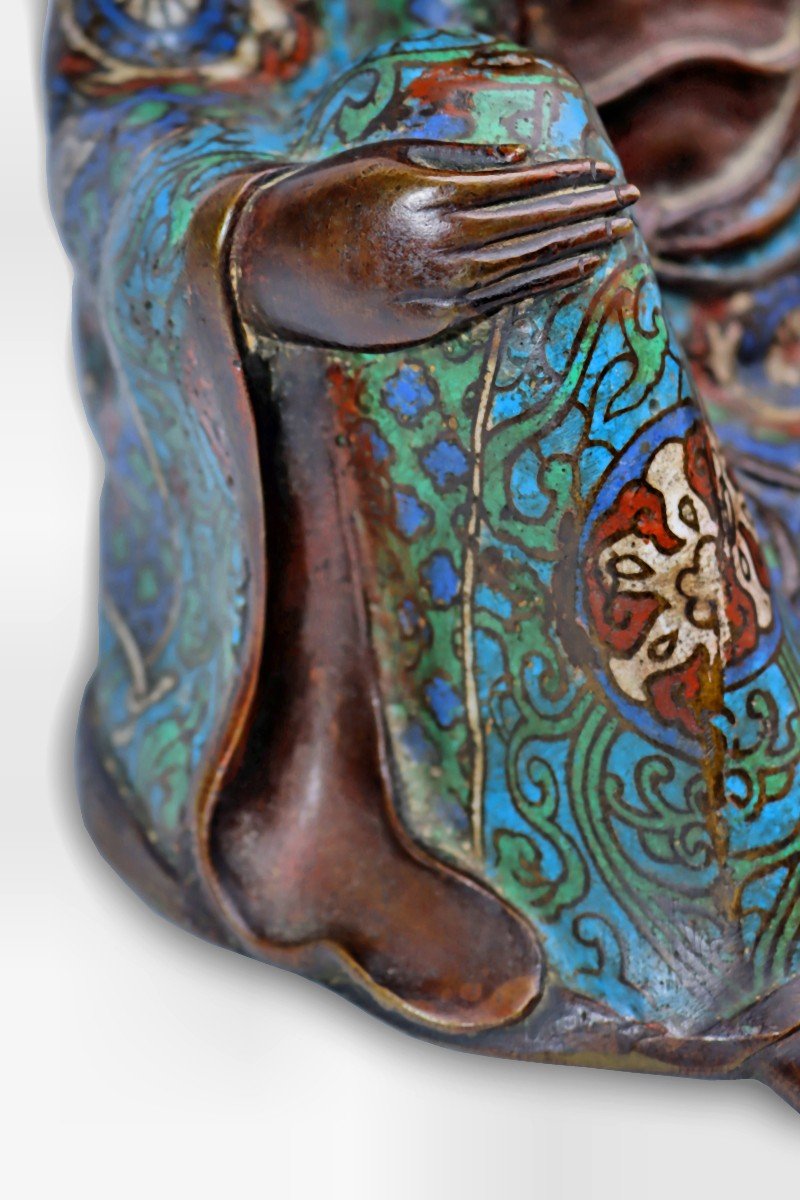 Large Cloisonne Bronze Buddha-photo-2