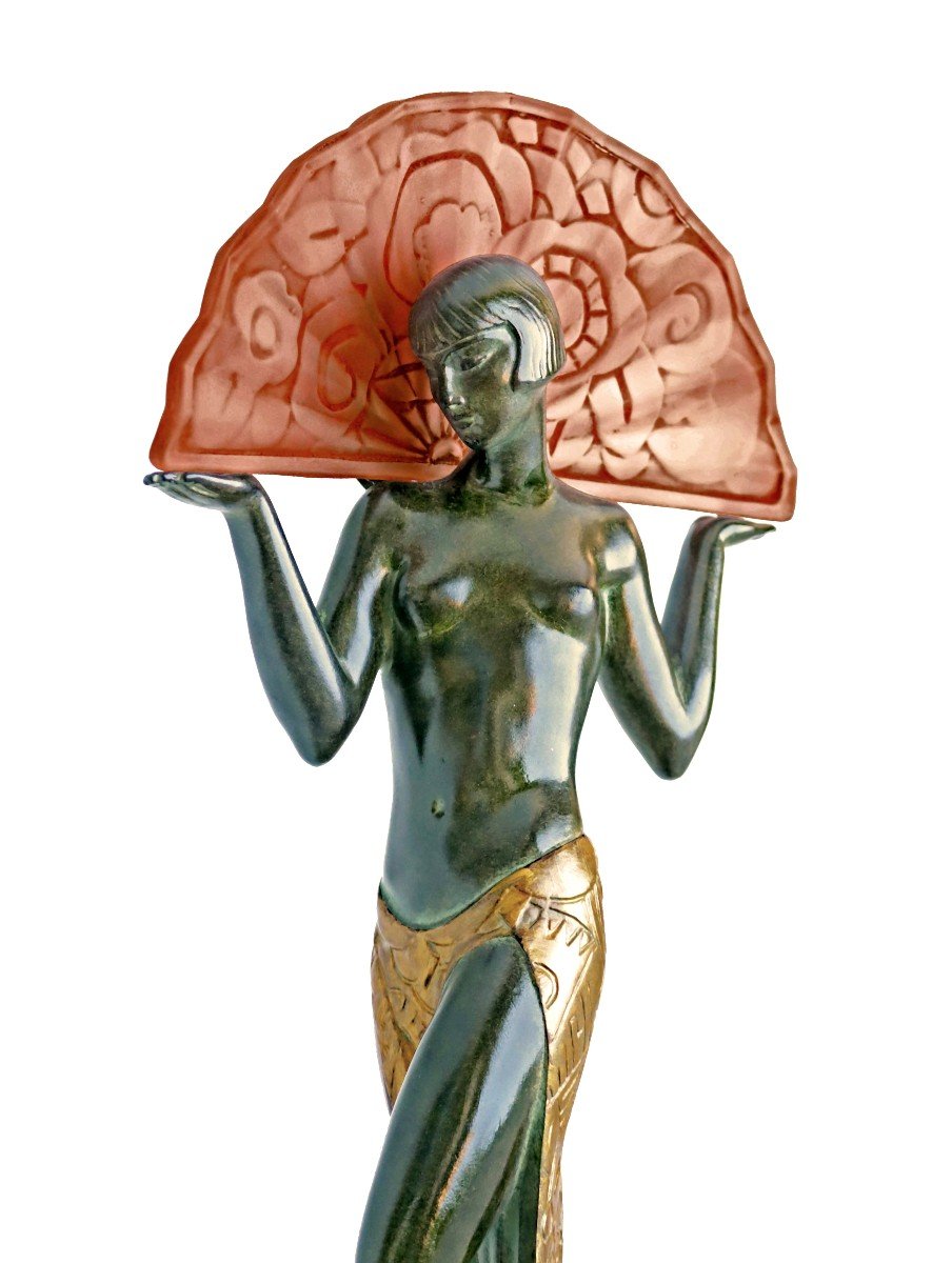 Art Deco Lamp Sculpture Signed Guerbe & Le Verrier-photo-1