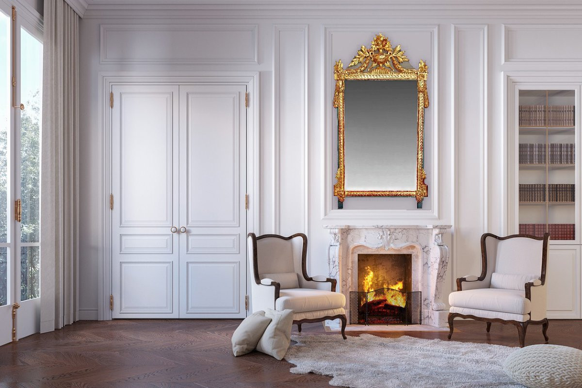 Louis XVI Gilded Wood Mirror (height: 1.64 M)-photo-8