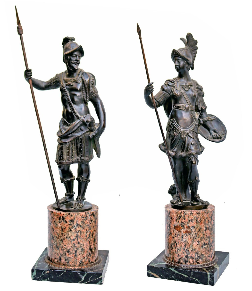 16-17th Pair Of Bronze Statues Tiziano Aspetti (1559-1606)