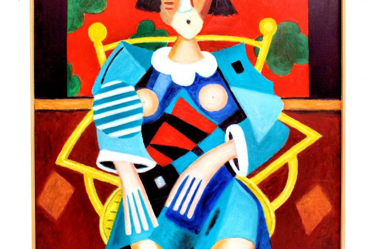 Roland Chanco (1914-2017) "maryline" Very Large Painting Oil On Canvas-photo-3
