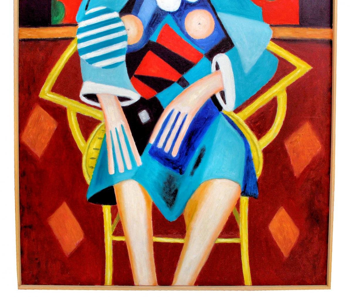 Roland Chanco (1914-2017) "maryline" Very Large Painting Oil On Canvas-photo-4