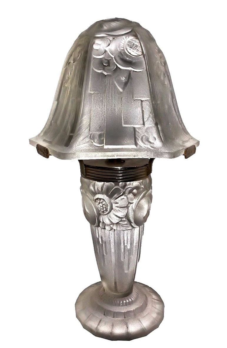 Lampe Champignon Art Déco Verrerie Hanots