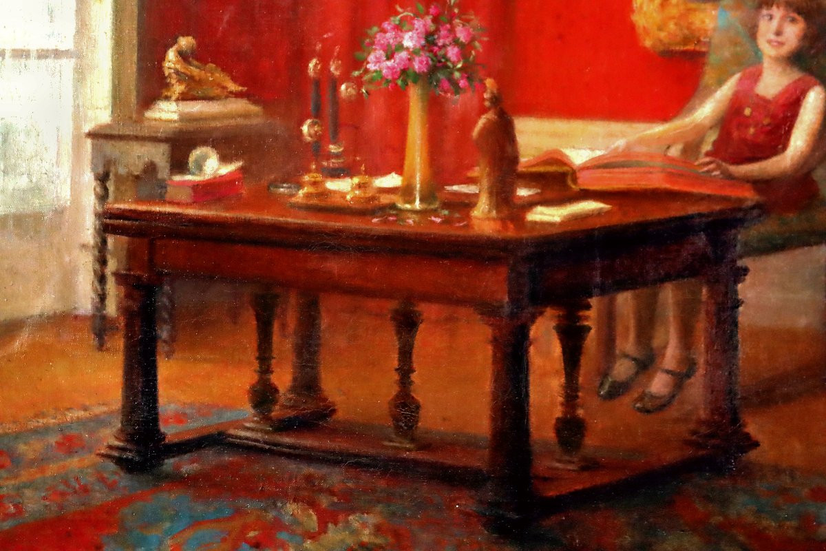 Guillaume LARRUE (1851-1935) Scène d'Interieur-photo-2