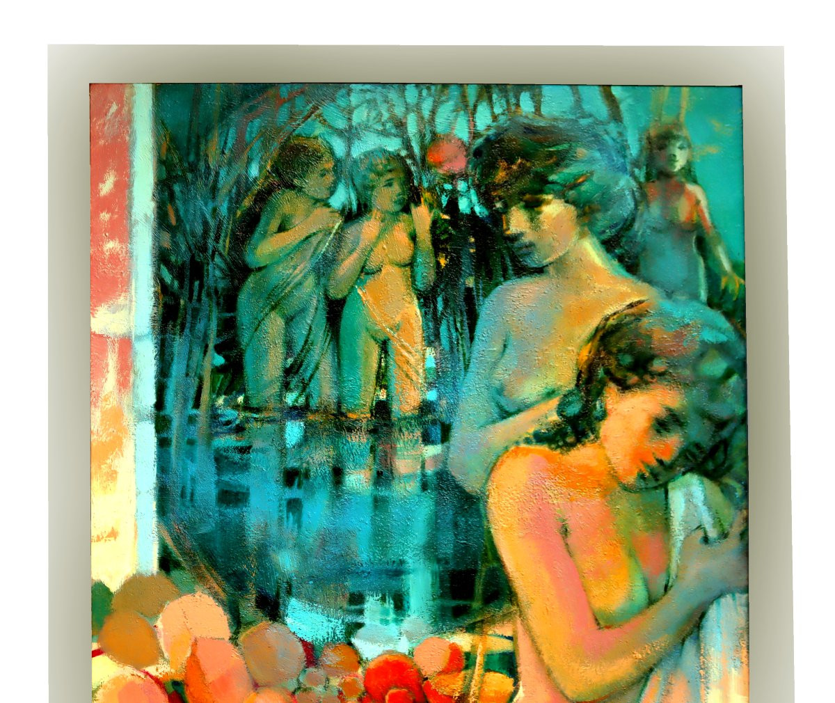 Michel Clos (1934-2015) Large Hst "the Nymphs"-photo-3