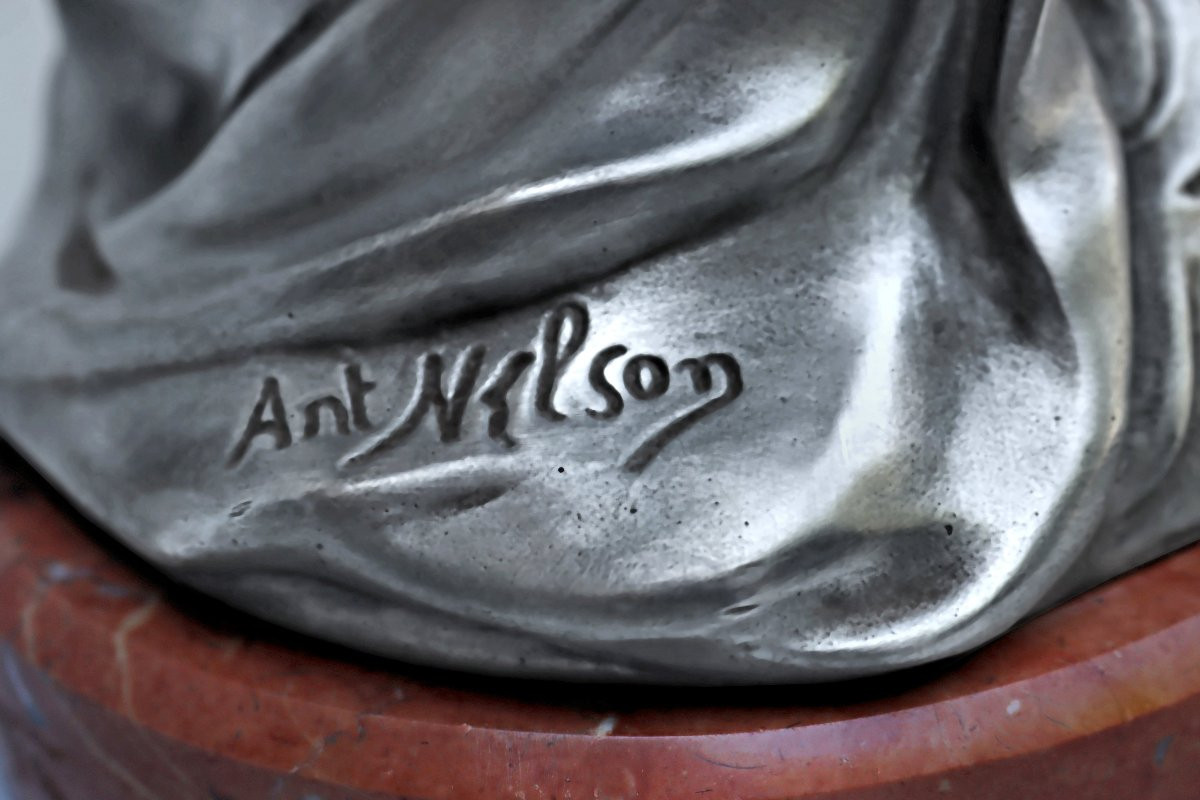 Anton NELSON (1849-1910) Statue Fleur de Rêve-photo-4