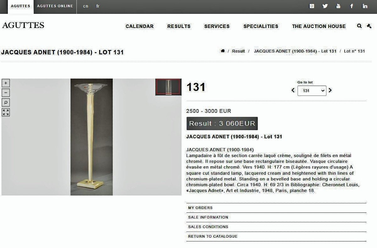 Jacques ADNET (1900-1984) Lampadaire Art Déco Répertorié-photo-6