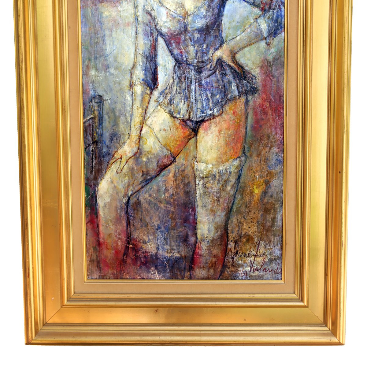 Jacques LALANDE (1921-2003) "Danseuse Mauve" Grande huile sur toile-photo-1