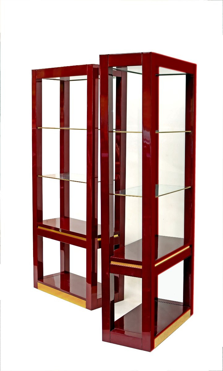 Paco Rabanne Pair Of Illuminated Bookcases 1970-photo-7