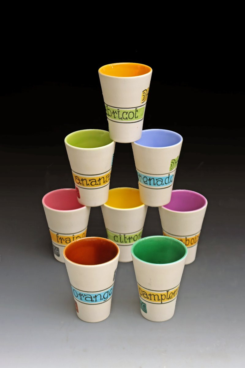 Fernand Elchinger (1911-1975) Ceramic Orangeade Set From The 60s-photo-1