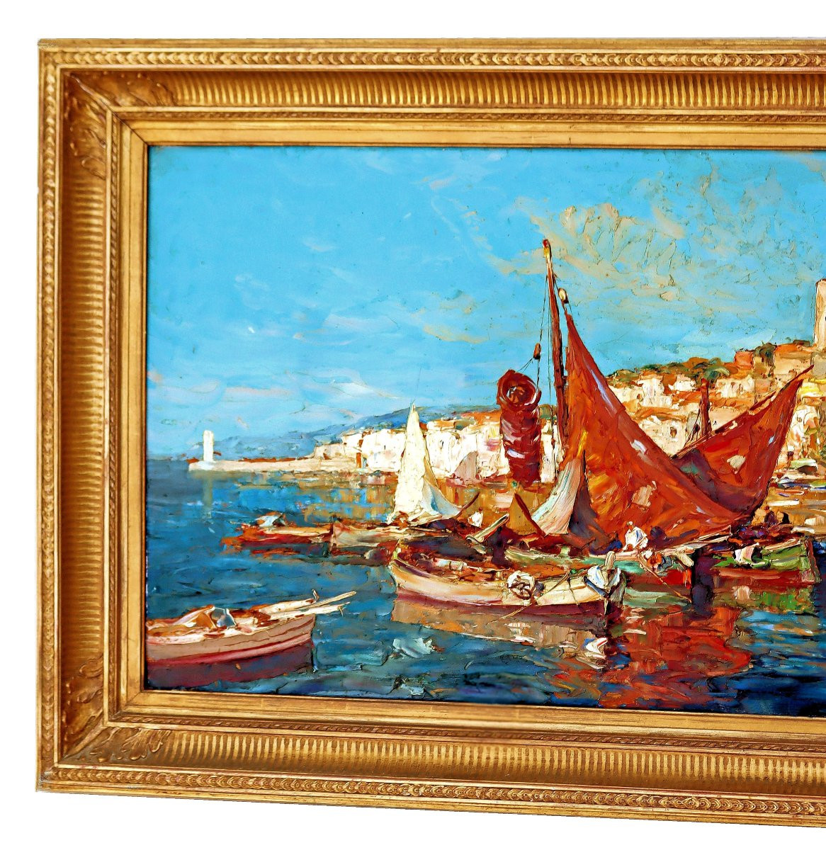 Vue de Cannes par Mério Ameglio (1897-1970) Grand Tableau-photo-2