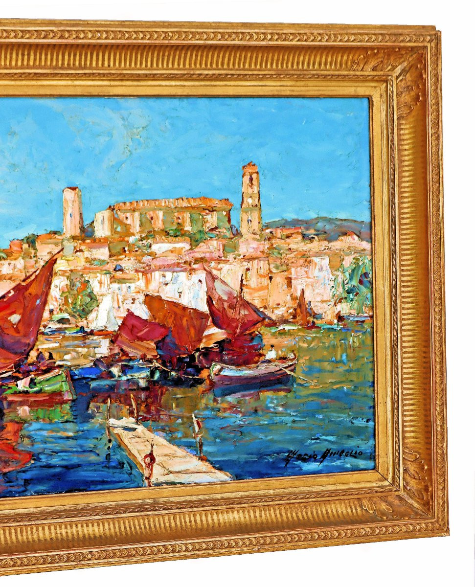 Vue de Cannes par Mério Ameglio (1897-1970) Grand Tableau-photo-3