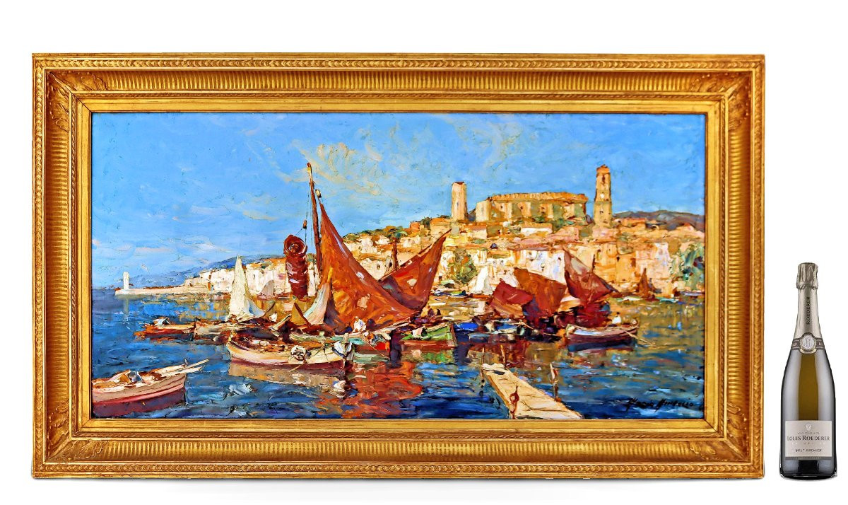 Vue de Cannes par Mério Ameglio (1897-1970) Grand Tableau-photo-6