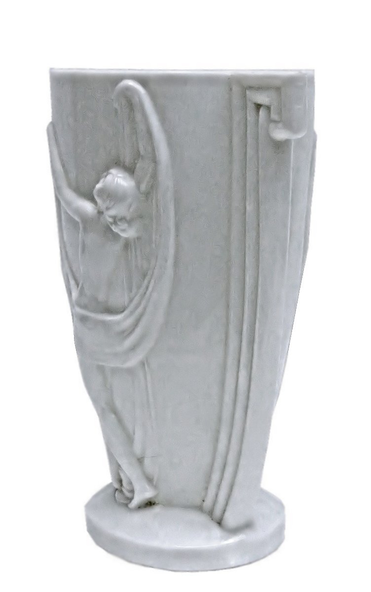 Etling Large White Art Deco Vase 1930-photo-4