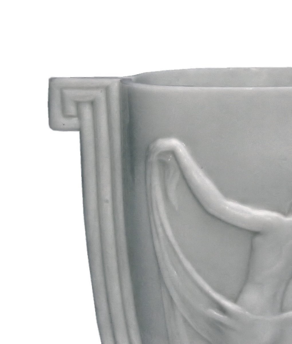 Etling Large White Art Deco Vase 1930-photo-2