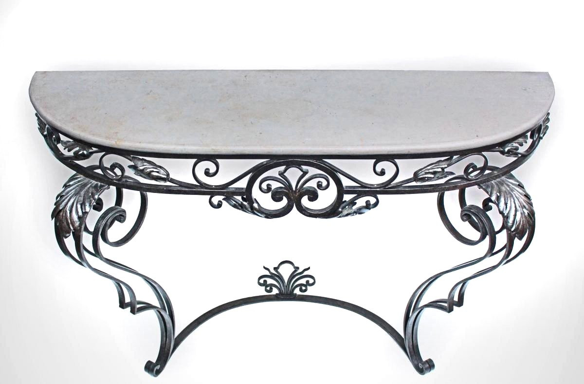 Large Neoclassical Console Stamped Roze-photo-3
