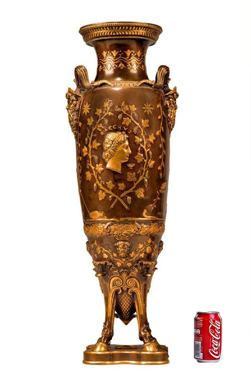 Barbedienne  Grand Vase Amphore en bronze (H: 67 cm)-photo-3