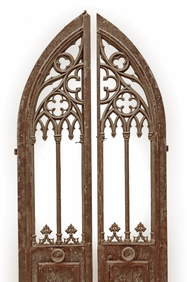 Porte Néo-Gothique époque Viollet le Duc XIXe-photo-2