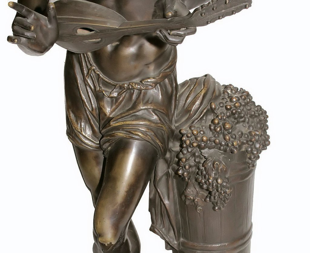 Francisque Duret (1804-1865) Large Bronze Musician 55 Cm-photo-5