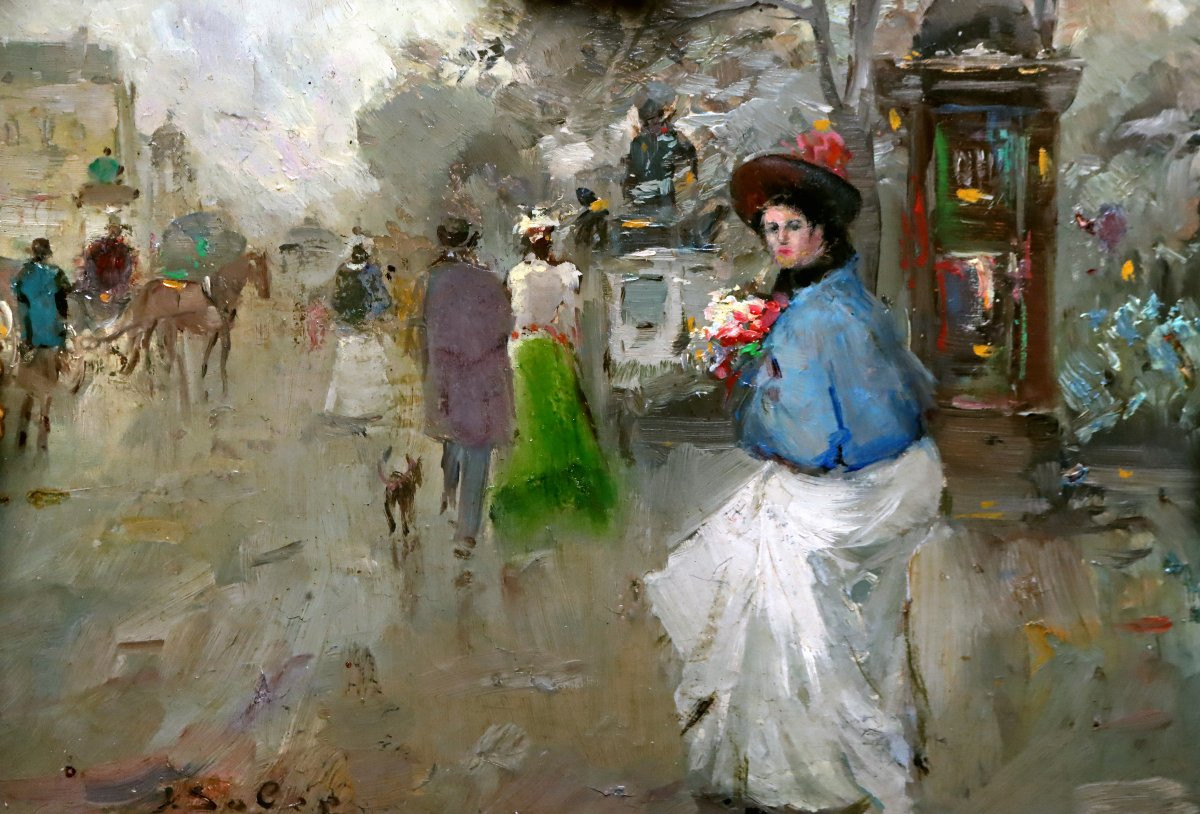 Juan Soler (20th) Parisian Boulevard Around 1900-photo-3