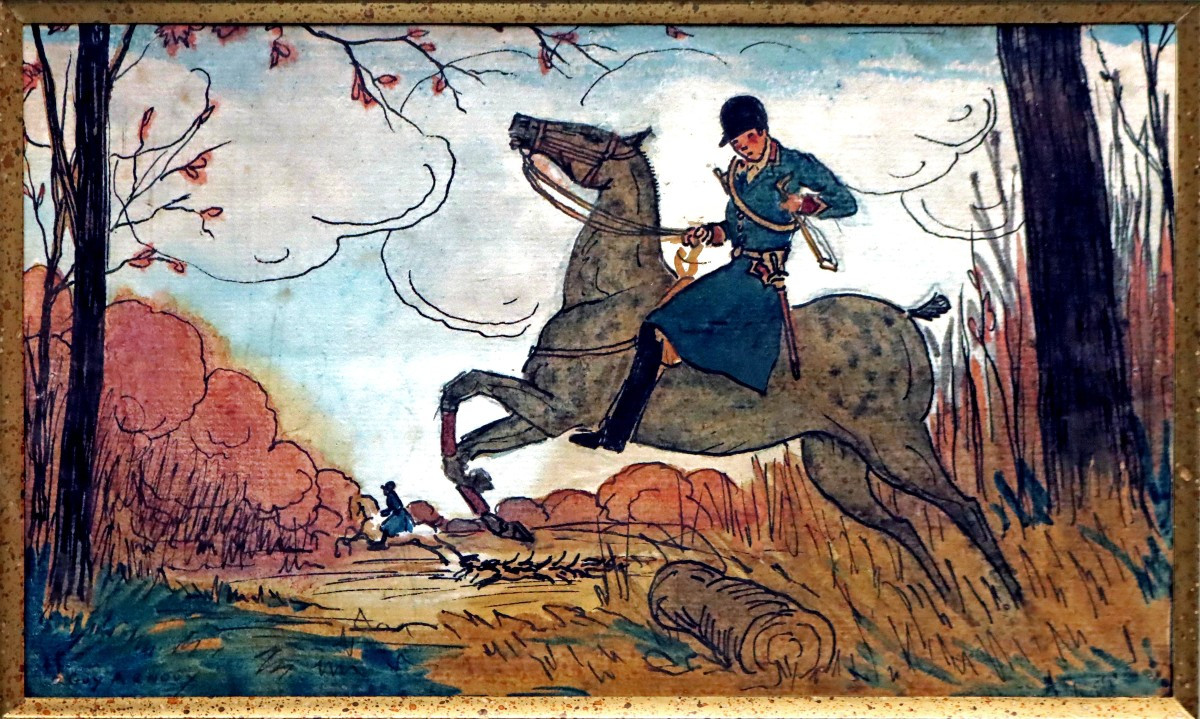Guy Arnoux (1886-1951) Cavalier de Chasse à Courre-photo-3