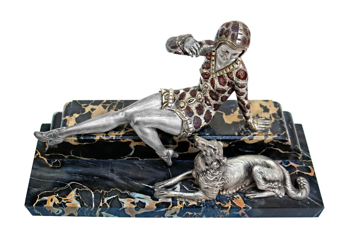 Henri Molins (1893-1958) Art Deco Bronze-photo-1