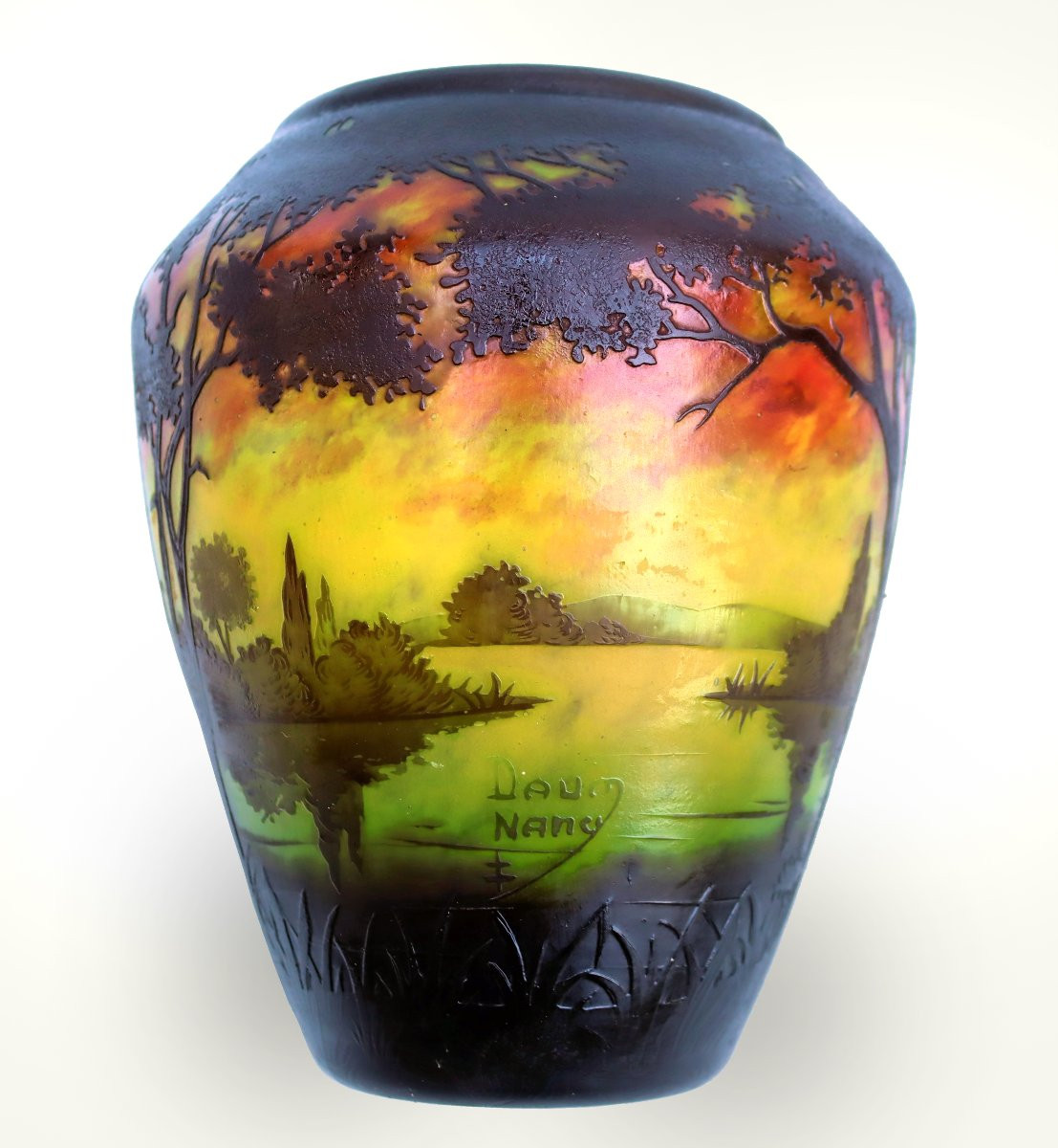 Daum Nancy Vase 1900 Impressionist Landscape-photo-2