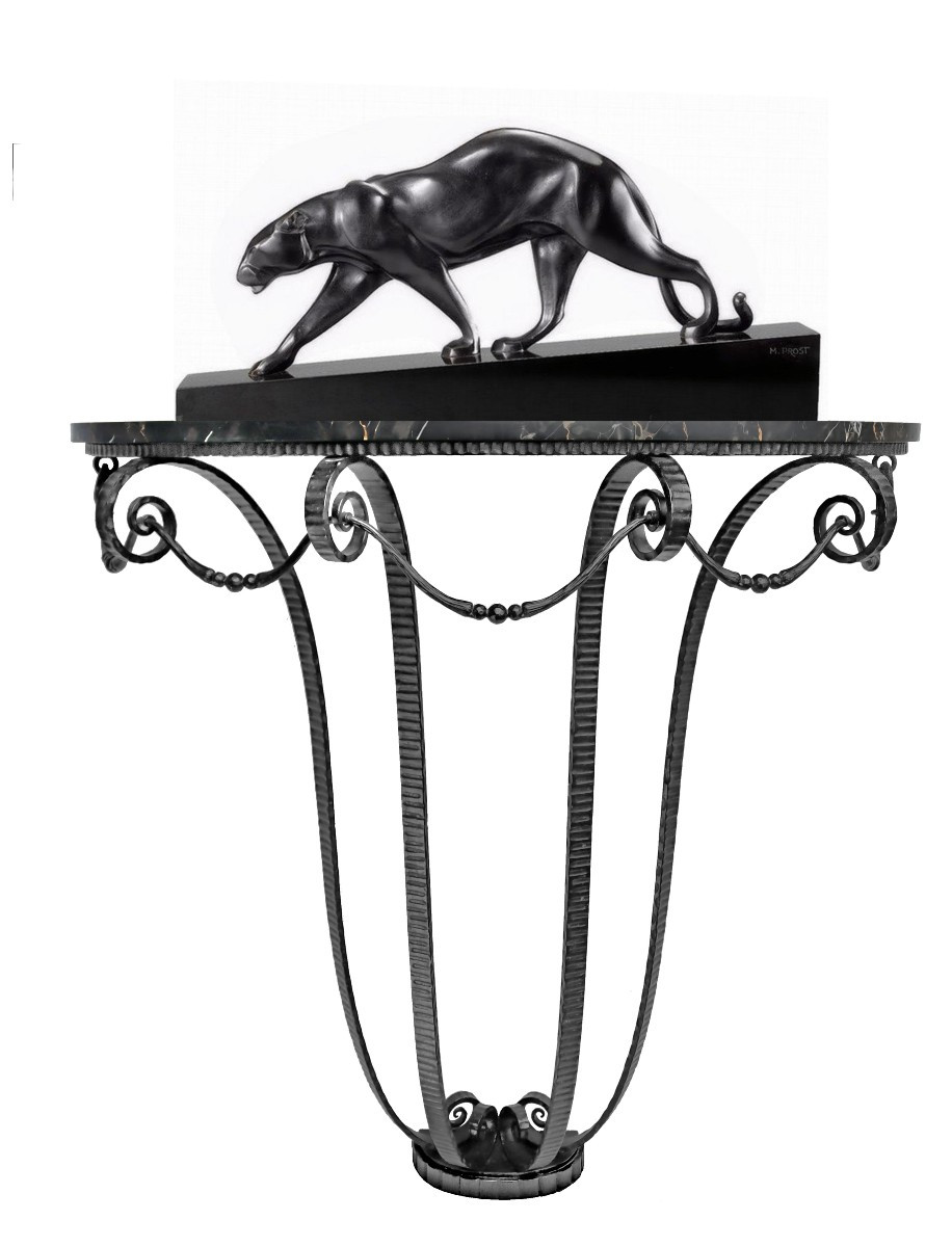 Art Deco Wrought Iron Console -photo-3