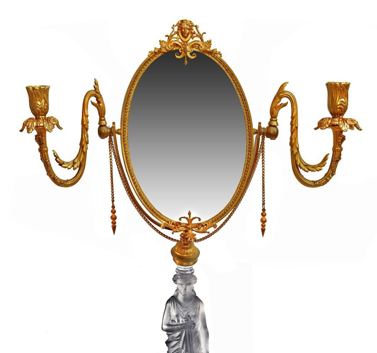 Baccarat Napoleon III Psyche Mirror In Bronze And Crystal-photo-3