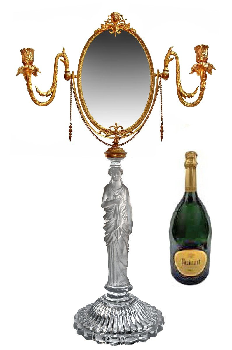 Baccarat Napoleon III Psyche Mirror In Bronze And Crystal-photo-4