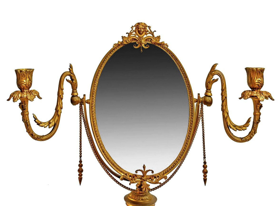Baccarat Napoleon III Psyche Mirror In Bronze And Crystal-photo-2