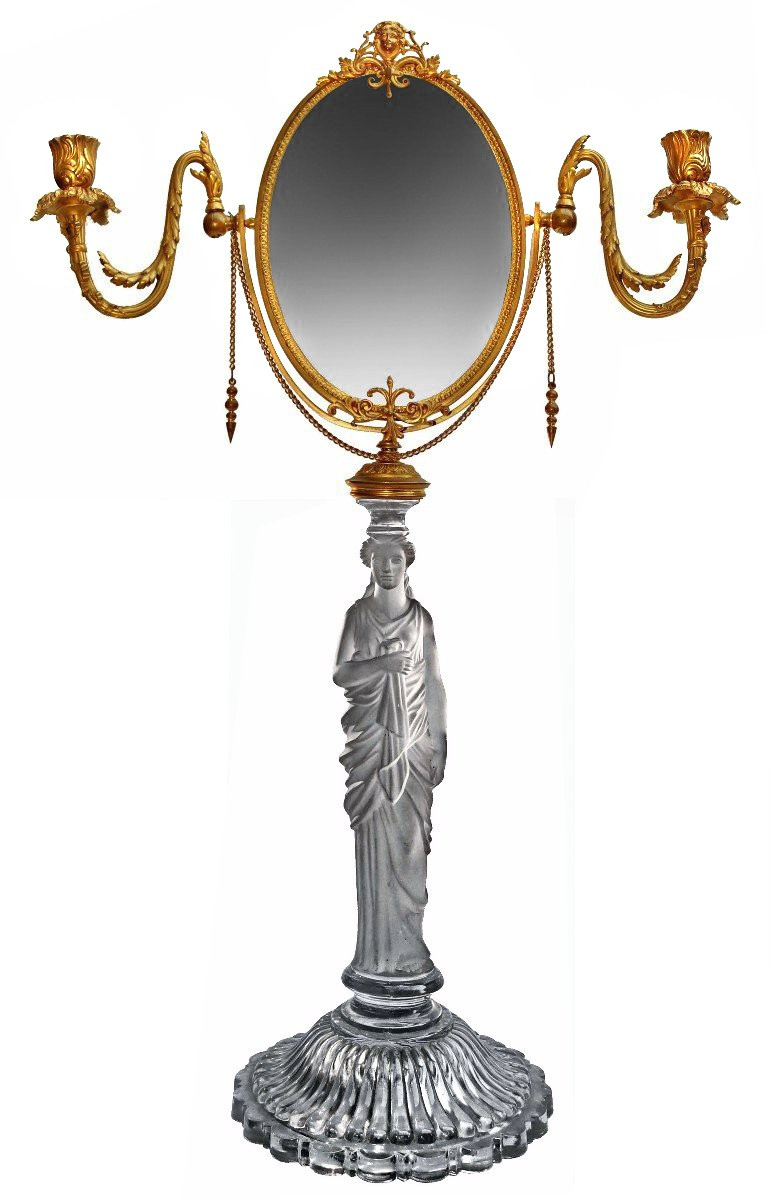 Baccarat Napoleon III Psyche Mirror In Bronze And Crystal